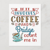 コーヒーもしとブリッジかわいいカードゲーム ポストカード (正面)