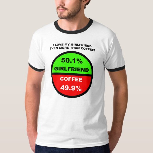 コーヒーより彼女が好きな人へ 面白いグッズ Tシャツ (正面)