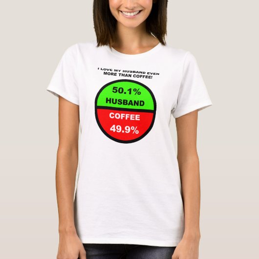 コーヒーより旦那が好きな人へ 面白いデザイン Tシャツ (正面)