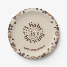 コーヒーをいれている赤ちゃんのデザインの紙皿