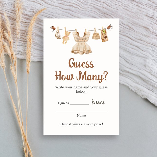 コーヒーをいれるベビーシャワーのゲーム ゲスゲーム (Coffee Little Bean Clothesline Baby Shower Guess How Many Game)