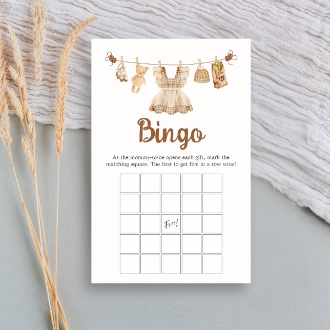 コーヒーをいれるベビーシャワービンゴゲーム (Coffee Little Bean Clothesline Baby Shower Bingo Game)