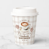 コーヒーをいれる赤ちゃん ベビーシャワーのテーマ 紙コップ (裏面)