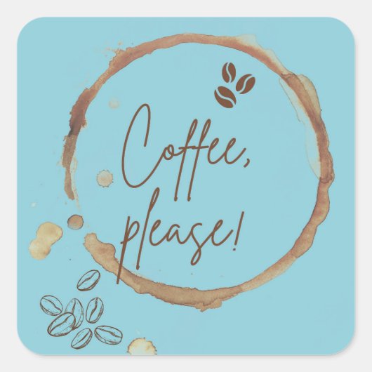 コーヒーをお願い スクエアシール (正面)