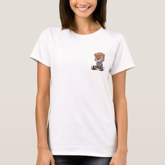 コーヒーをこぼしたへとへとくま Tシャツ (正面)