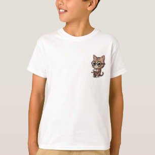 コーヒーをすすりながら学ぶトラ猫の子供たち Tシャツ