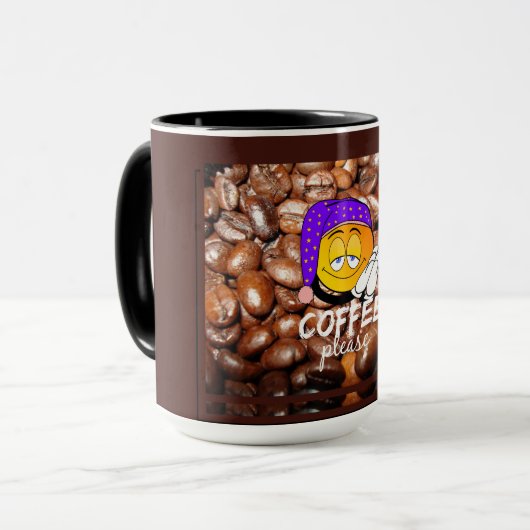 「コーヒーをどうぞ！」 絵文字おもしろいマグ マグカップ (正面左)