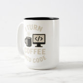 コーヒーをコードに変えるなんて面白い ツートーンマグカップ (正面左)