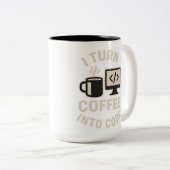 コーヒーをコードに変えるなんて面白い ツートーンマグカップ (正面右)