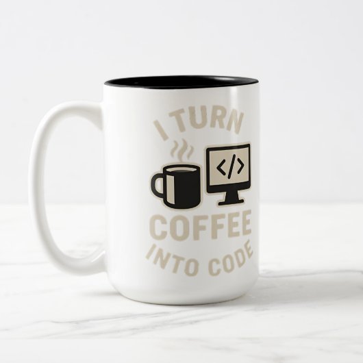 コーヒーをコードに変えるなんて面白い ツートーンマグカップ (左)