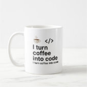 コーヒーをコードに変えるマグカップ – 面白いプログラマー用 コーヒーマグカップ (左)