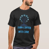 コーヒーをコードに変える | おもしろソフトウェアエンジニア Tシャツ (正面)