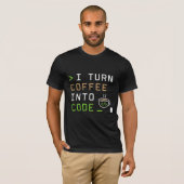 コーヒーをコードに変える!面白プログラマーデザイナー Tシャツ (正面フル)