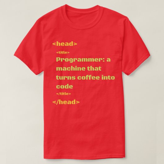 コーヒーをコード化するプログラマ Tシャツ (デザイン正面)
