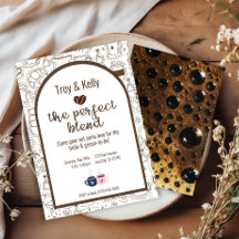 コーヒーをテーマにしたウェディングシャワー招待状