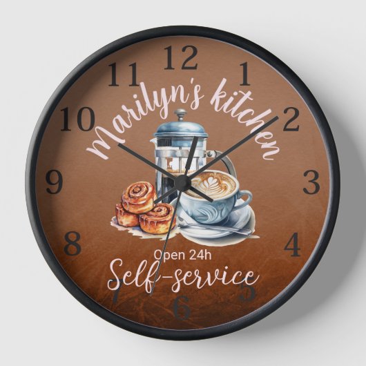 コーヒーをテーマにしたウォールクロック 壁時計 (正面)