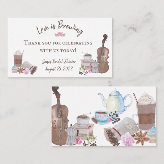 コーヒーをテーマにしたシャワーを作る愛がカードに エンクロージャーカード (正面/裏面)