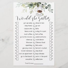 コーヒーをテーマにしたシャワーブライダルシャワーゲームカードフライヤー チラシ