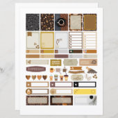 コーヒーをテーマにしたシールプランナー要素スクラップブック (正面/裏面)