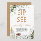 コーヒーをテーマにしたパーティーベイビーお披露目会 招待状 (正面/裏面)