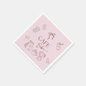 コーヒーをテーマにしたピンクのリボンのカフェベベの女の子のベビーシャワー スタンダードカクテルナプキン (角)