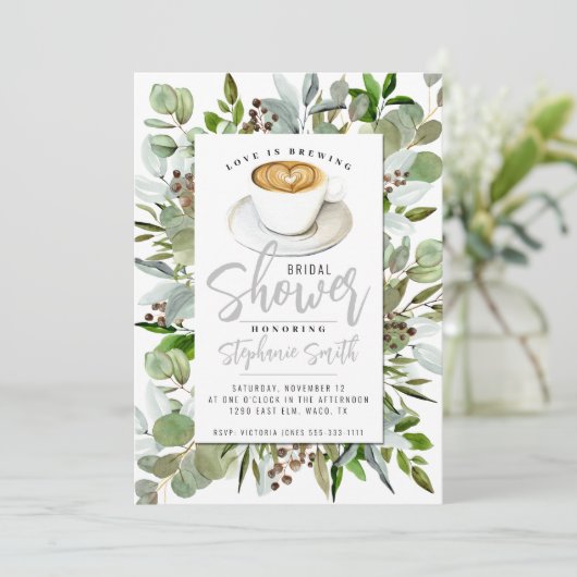 コーヒーをテーマにしたブライダルシャワーの招待状 招待状