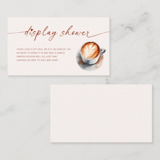 コーヒーをテーマにしたブライダルシャワーディスプレイシャワー エンクロージャーカード (正面/裏面)