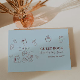 コーヒーをテーマにしたブルーボウカフェベベボーイベイビーシャワー ゲストブック