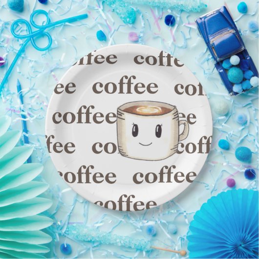 コーヒーをテーマにした大きなディナープレート ペーパープレート (パーティー)