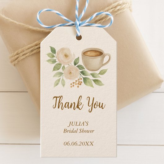 コーヒーをテーマにした結婚式二次会のおしゃれなフラワーファバータグ ギフトタグ