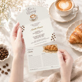 コーヒーをテーマにした結婚式前夜祭の招待状とレシピカード オールインワン招待状