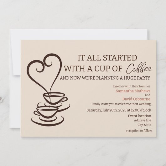 コーヒーをテーマにした結婚式招待状デザイン 招待状 (正面)