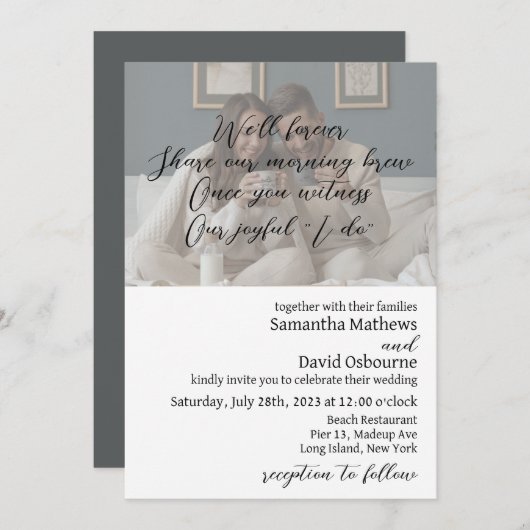 コーヒーをテーマにした結婚式招待状デザイン 招待状 (正面/裏面)