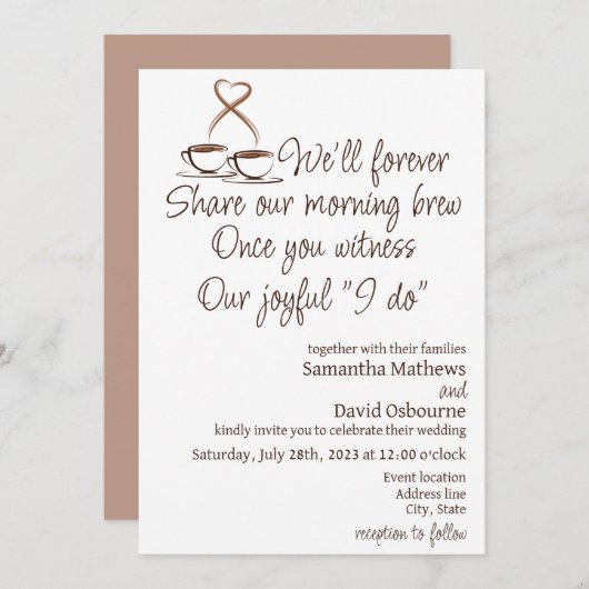 コーヒーをテーマにした結婚式招待状デザイン 招待状 (正面/裏面)