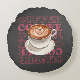 コーヒーをテーマにした装飾用クッション ラウンドクッション