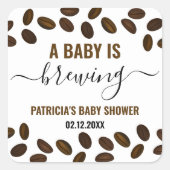 コーヒーをテーマにした赤ちゃんシャワーベビーが醸造している スクエアシール (正面)