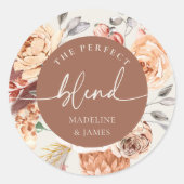 コーヒーをテーマにした"The Perfect Blend" ウェディングギフト ラウンドシール (正面)