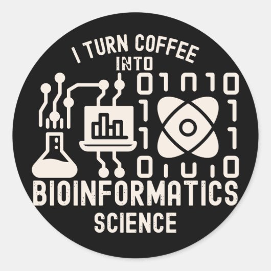 コーヒーをバイオインフォマティクス科学に変える ラウンドシール (正面)