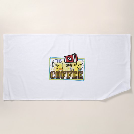 コーヒーを使ったコーヒーアート ビーチタオル (正面)