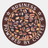 コーヒーを使用してビジネス名を追加 ラウンドシール (正面)