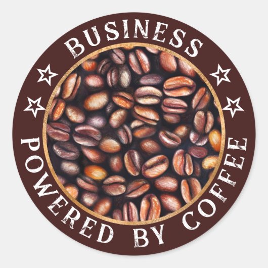 コーヒーを使用してビジネス名を追加 ラウンドシール (正面)
