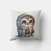 コーヒーを入れたかわいい大きな目のフクロウ クッション (裏面)