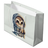 コーヒーを入れたかわいい大きな目のフクロウ ラージペーパーバッグ (正面アングル)
