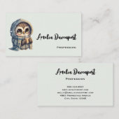 コーヒーを入れたかわいい大きな目のフクロウ 名刺 (正面/裏面)