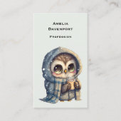 コーヒーを入れたかわいい大きな目のフクロウ 名刺 (正面)
