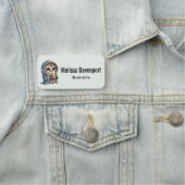 コーヒーを入れたかわいい大きな目のフクロウ 名札 (インサイチュ)