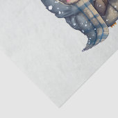 コーヒーを入れたかわいい大きな目のフクロウ 薄葉紙 (詳細)