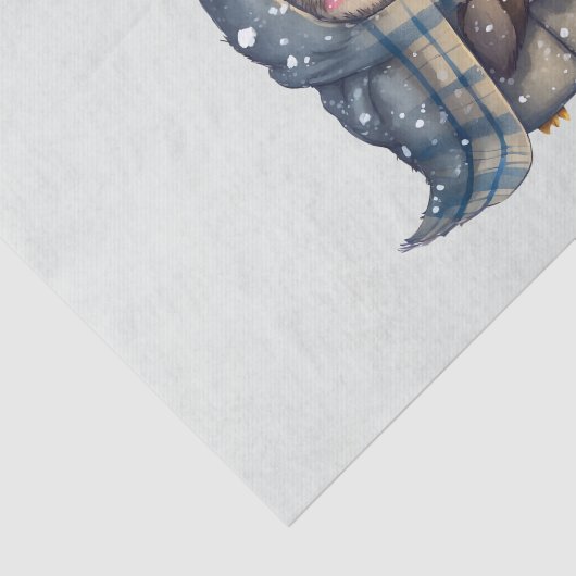 コーヒーを入れたかわいい大きな目のフクロウ 薄葉紙 (詳細)