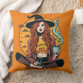 コーヒーを入れた魔女 クッション (ブランケット)