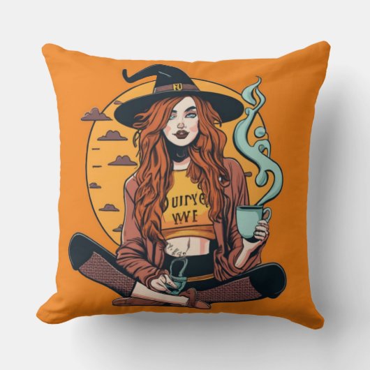 コーヒーを入れた魔女 クッション (正面)